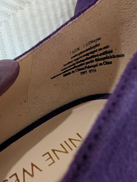 Nine West Kaylee Purple Suede Stiletto Pumps Gold Heel Pointy Toe Size 7.5 - Picture 9 of 11